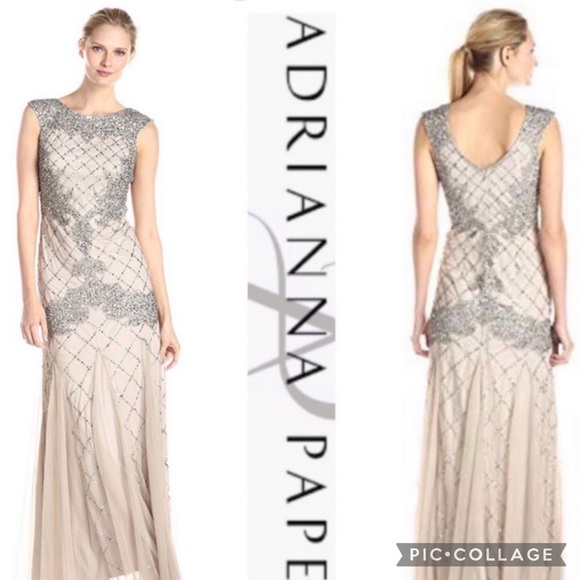 Adrianna Papell beaded sleeveless long gown - Picture 13 of 15